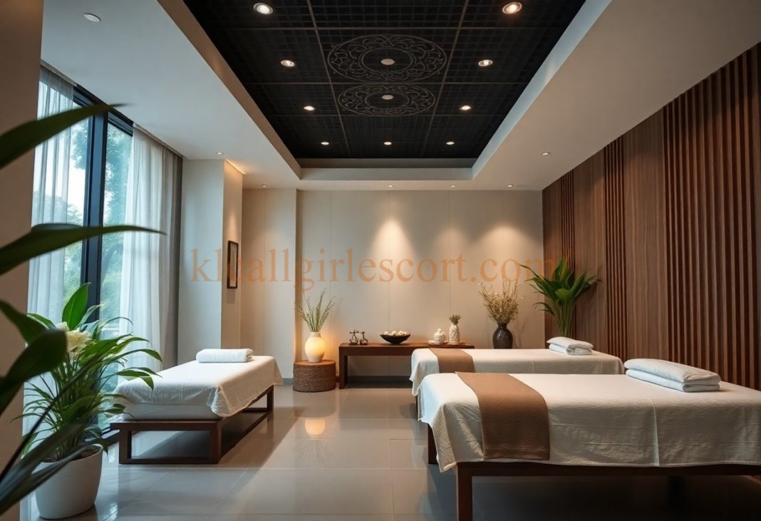 Serene spa room with two massage tables, ready for clients. Relaxing atmosphere.