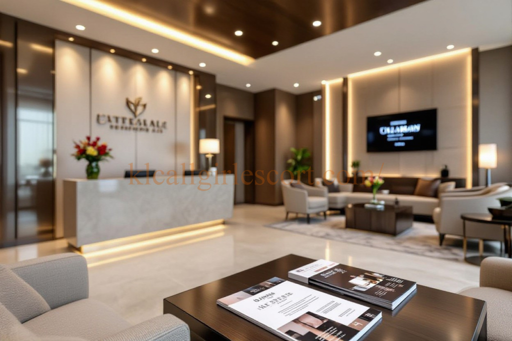 Luxurious Cattedrale Design Group office lobby with comfortable seating and modern reception desk.