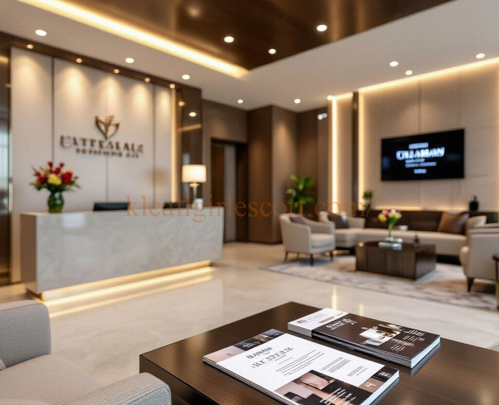 Luxurious Cattedrale Design Group office lobby with comfortable seating and modern reception desk.